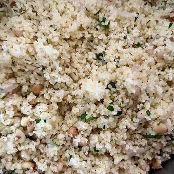 Couscous with Shallots, Garlic, and Pine Nuts