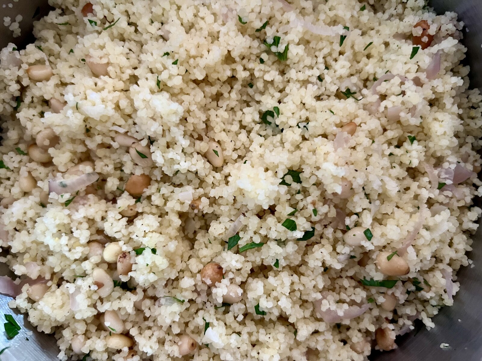 Couscous with Shallots, Garlic, and Pine Nuts