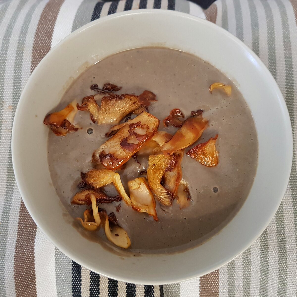 Mushroom Miso Soup with pink oyster mushrooms